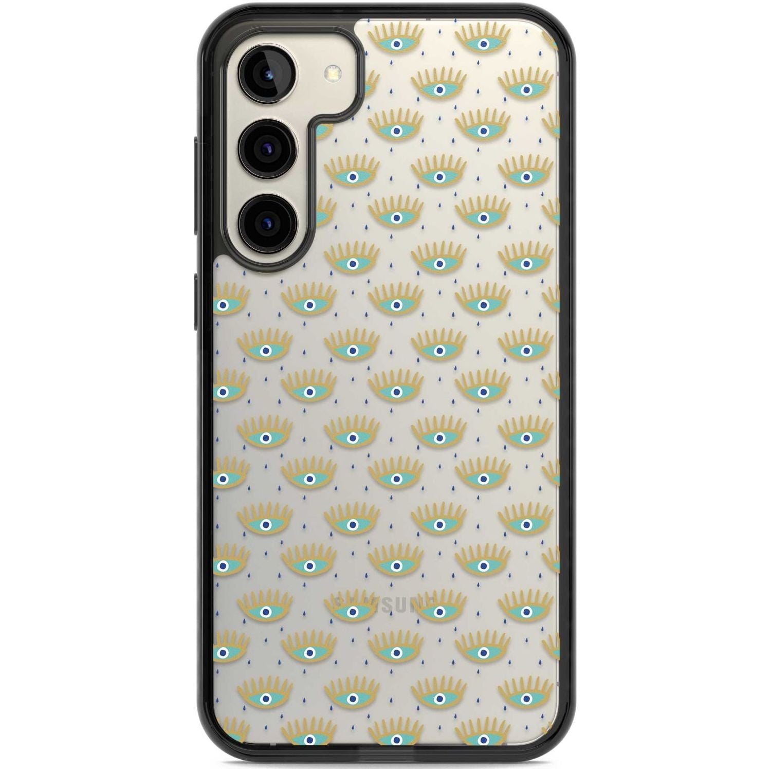 Crying Eyes (Clear) Psychedelic Eyes Pattern Phone Case Samsung S22 Plus / Black Impact Case,Samsung S23 Plus / Black Impact Case Blanc Space
