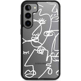 Abstract Continuous Line Faces White on Clear Phone Case Samsung S22 Plus / Black Impact Case,Samsung S23 Plus / Black Impact Case Blanc Space