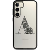 Floral Monogram Letter Custom Phone Case Samsung S22 Plus / Black Impact Case,Samsung S23 Plus / Black Impact Case Blanc Space