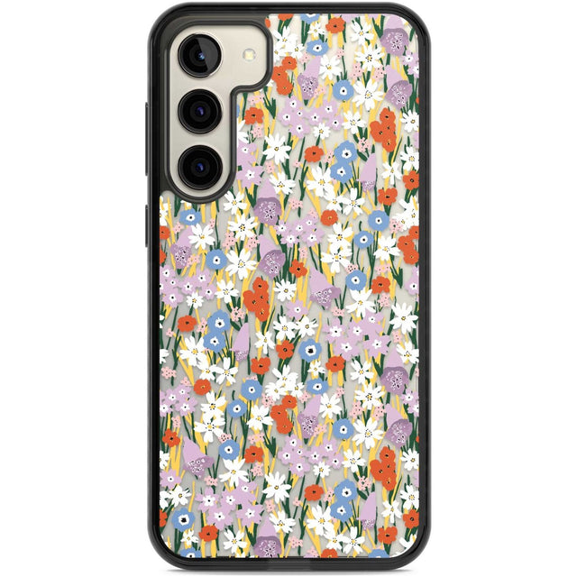 Energetic Floral Mix: Transparent Phone Case Samsung S22 Plus / Black Impact Case,Samsung S23 Plus / Black Impact Case Blanc Space