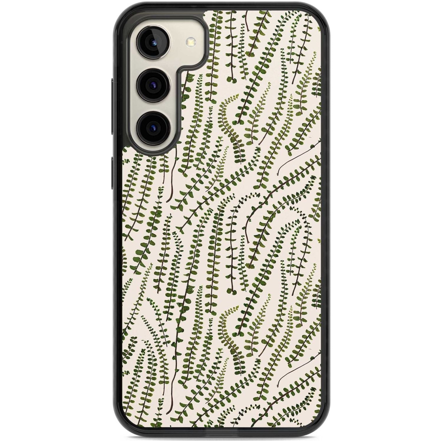 Fern Leaf Pattern Design - Cream Phone Case Samsung S22 Plus / Black Impact Case,Samsung S23 Plus / Black Impact Case Blanc Space