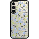 Blue Flora Transparent Floral Phone Case Samsung S22 Plus / Black Impact Case,Samsung S23 Plus / Black Impact Case Blanc Space