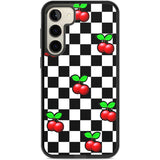 Checkered Cherry Phone Case Samsung S22 Plus / Black Impact Case,Samsung S23 Plus / Black Impact Case Blanc Space