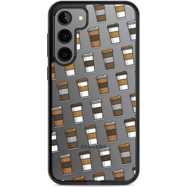 Coffee Cup Pattern Phone Case Samsung S22 Plus / Black Impact Case,Samsung S23 Plus / Black Impact Case Blanc Space