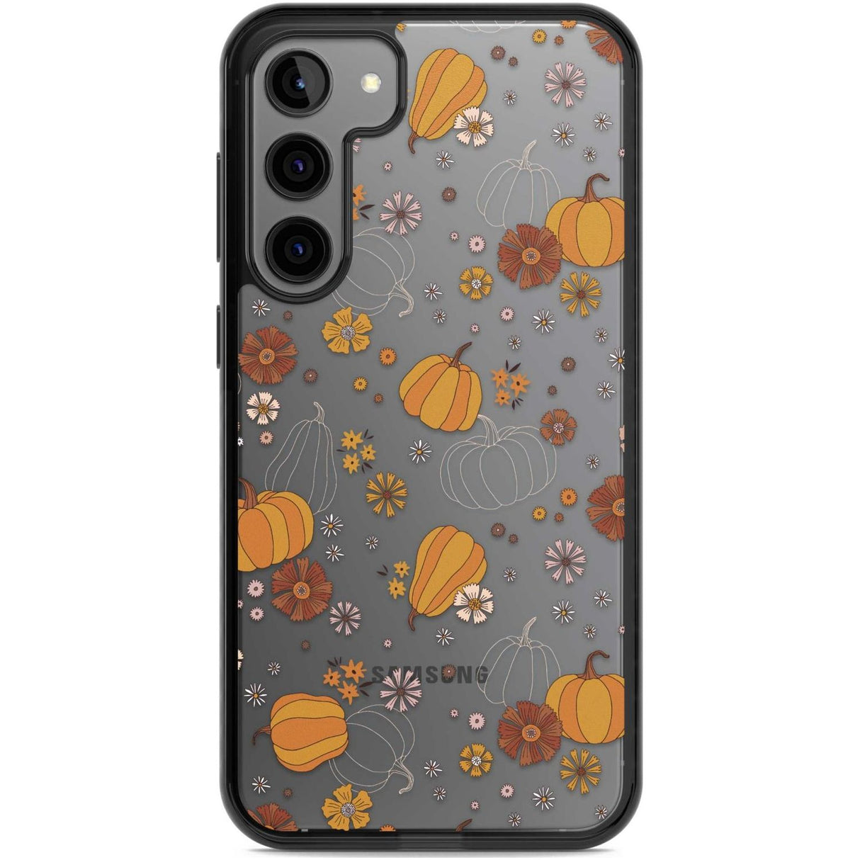 Halloween Pumpkins and Flowers Phone Case Samsung S22 Plus / Black Impact Case,Samsung S23 Plus / Black Impact Case Blanc Space