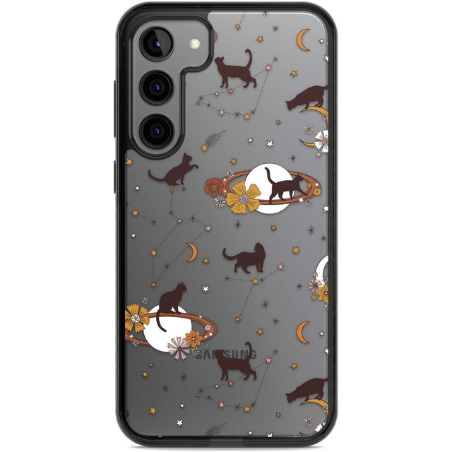 Halloween Cats and Astrology Phone Case Samsung S22 Plus / Black Impact Case,Samsung S23 Plus / Black Impact Case Blanc Space