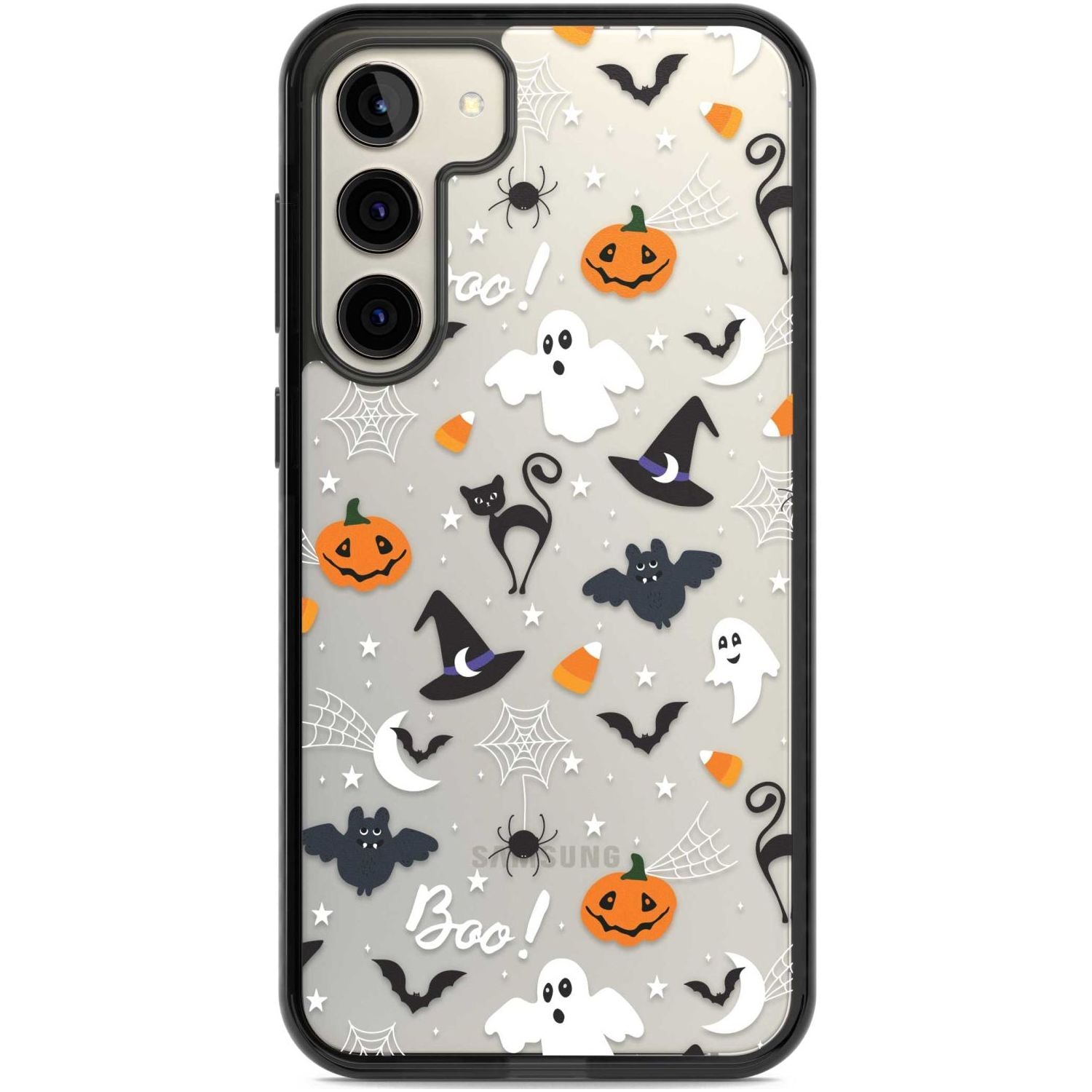 Halloween Mix Pattern Phone Case Samsung S22 Plus / Black Impact Case,Samsung S23 Plus / Black Impact Case Blanc Space