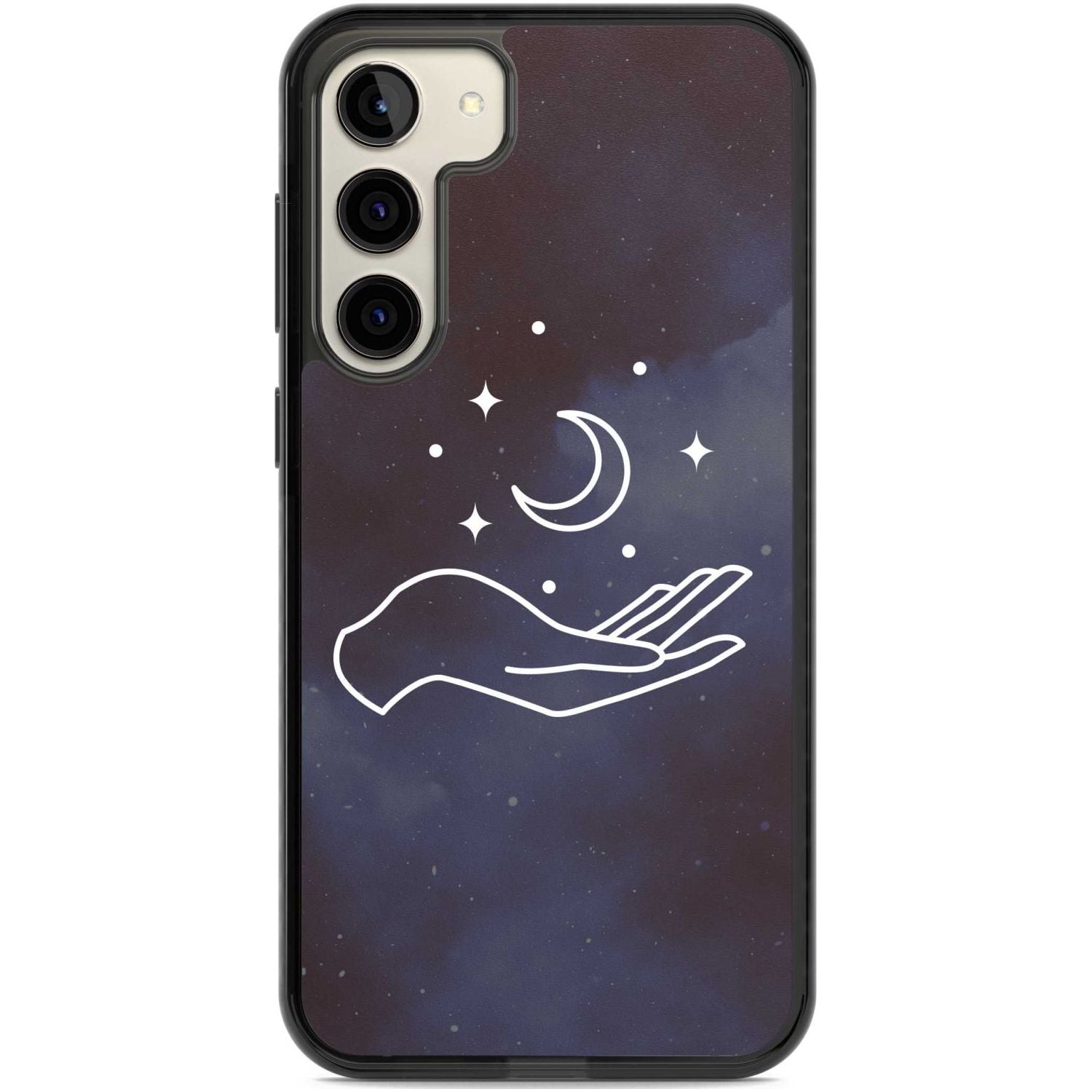 Floating Moon Above Hand Phone Case Samsung S22 Plus / Black Impact Case,Samsung S23 Plus / Black Impact Case Blanc Space