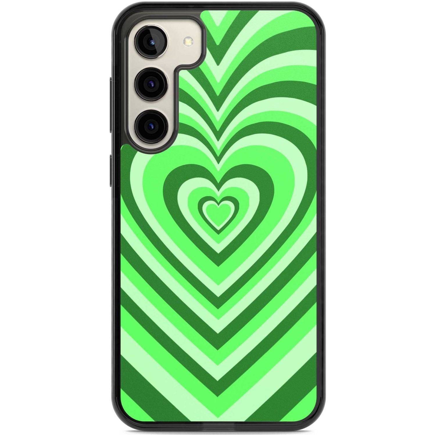 Green Heart Illusion Phone Case Samsung S22 Plus / Black Impact Case,Samsung S23 Plus / Black Impact Case Blanc Space