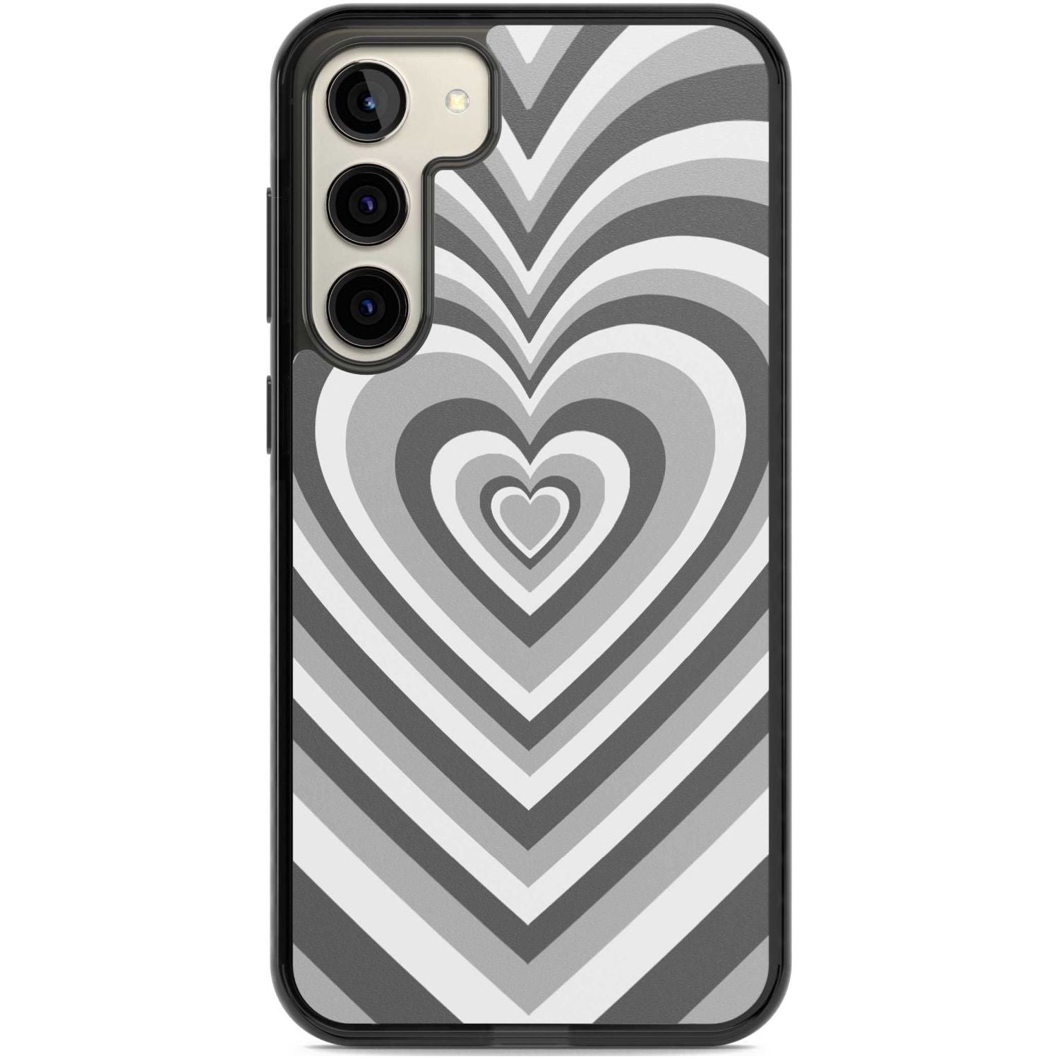 Monochrome Heart Illusion Phone Case Samsung S22 Plus / Black Impact Case,Samsung S23 Plus / Black Impact Case Blanc Space