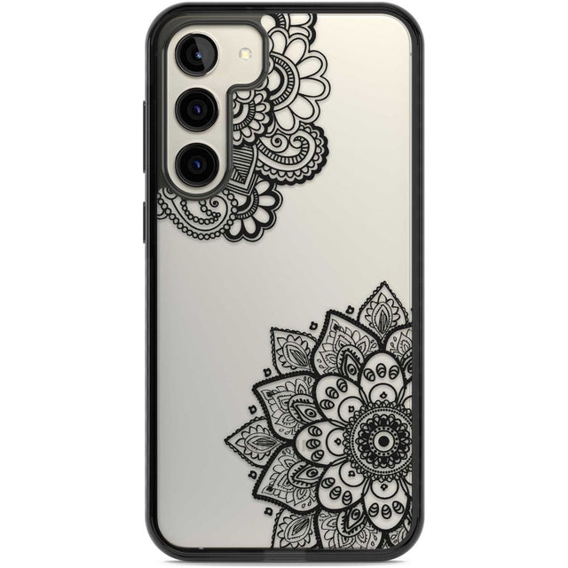 Black Henna Florals Phone Case Samsung S22 Plus / Black Impact Case,Samsung S23 Plus / Black Impact Case Blanc Space