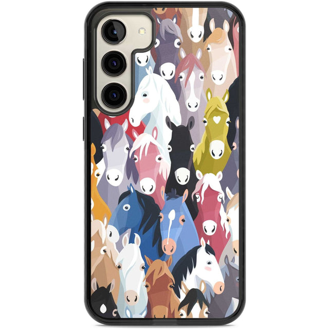 Colourful Horse Pattern Phone Case Samsung S22 Plus / Black Impact Case,Samsung S23 Plus / Black Impact Case Blanc Space
