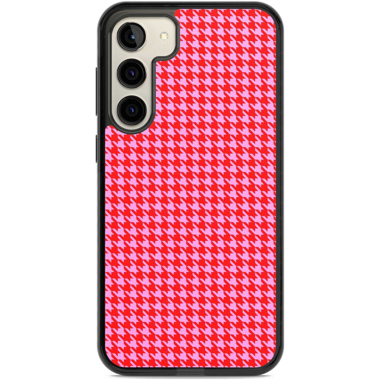 Neon Pink & Red Houndstooth Pattern Phone Case Samsung S22 Plus / Black Impact Case,Samsung S23 Plus / Black Impact Case Blanc Space