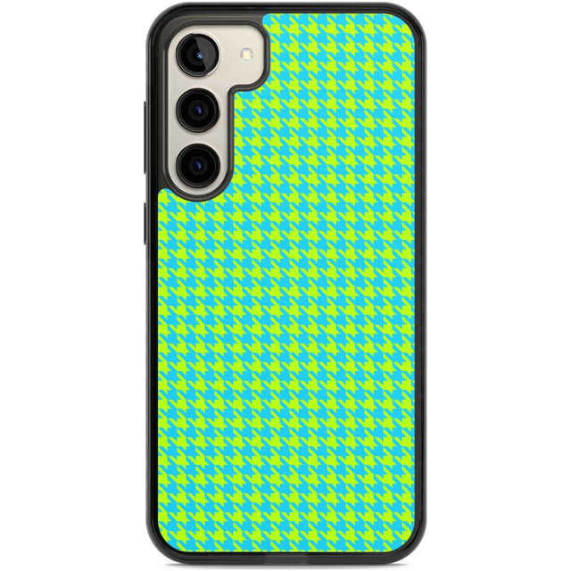 Neon Lime & Turquoise Houndstooth Pattern Phone Case Samsung S22 Plus / Black Impact Case,Samsung S23 Plus / Black Impact Case Blanc Space