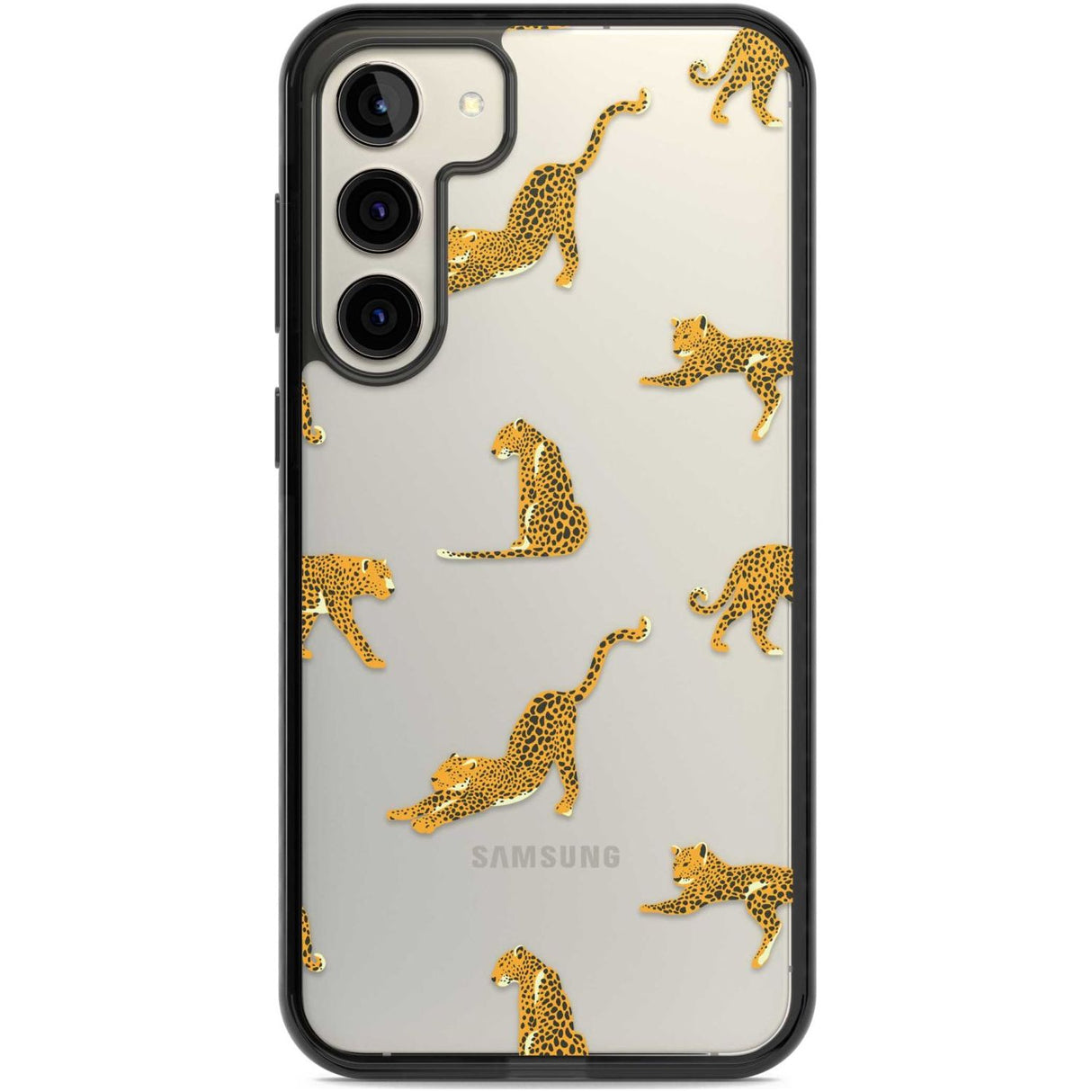 Clear Jaguar Jungle Cat Pattern Phone Case Samsung S22 Plus / Black Impact Case,Samsung S23 Plus / Black Impact Case Blanc Space