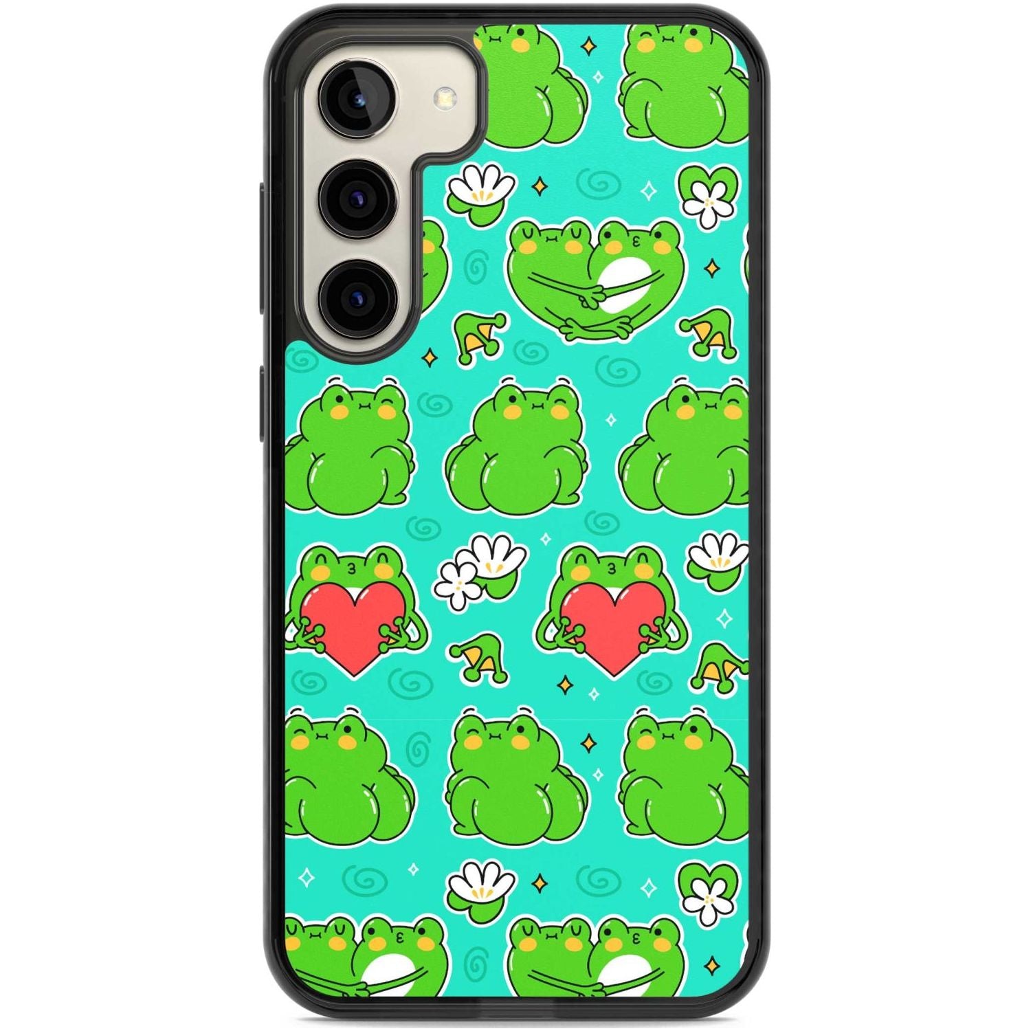 Frog Booty Kawaii Pattern Phone Case Samsung S22 Plus / Black Impact Case,Samsung S23 Plus / Black Impact Case Blanc Space