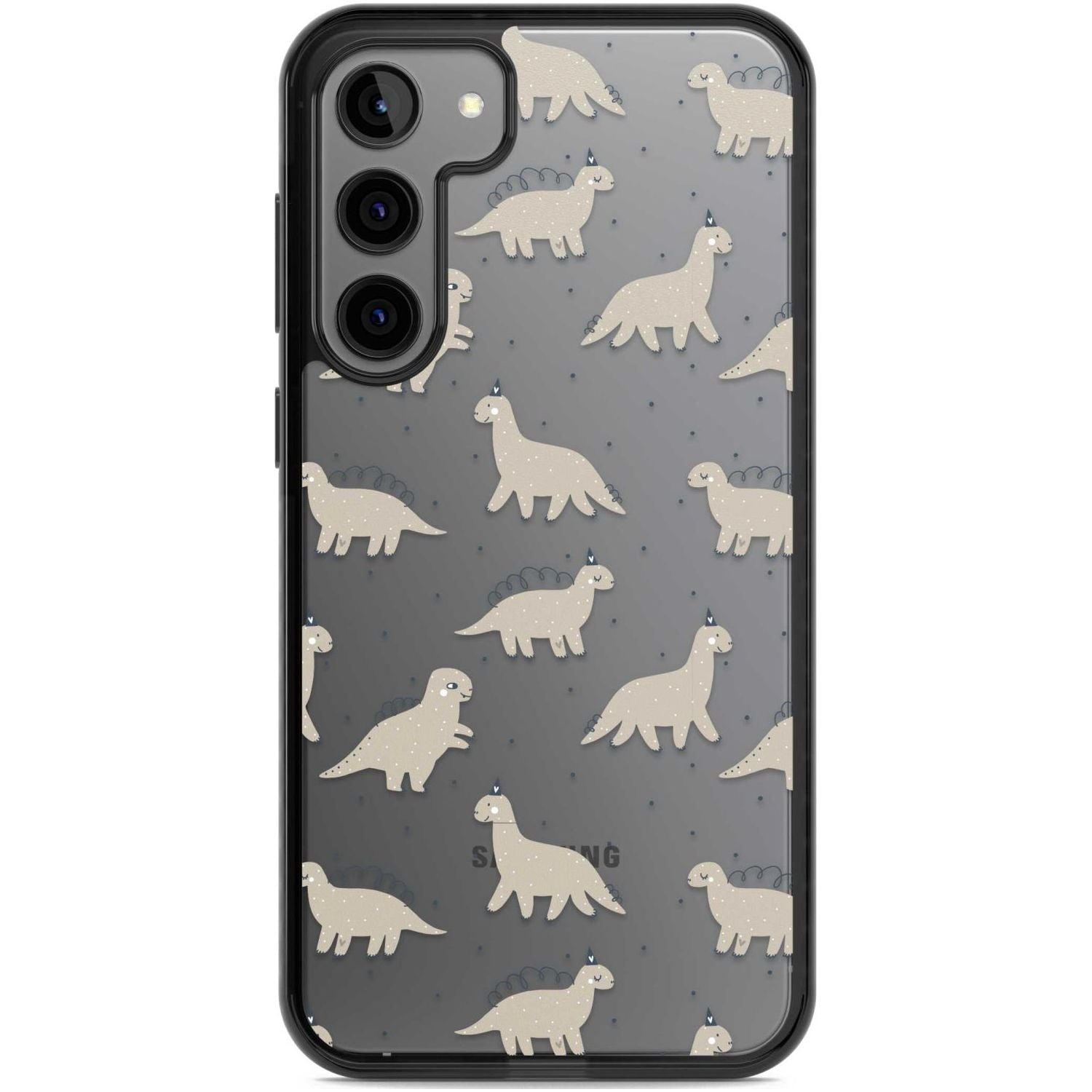 Adorable Dinosaurs Pattern (Clear) Phone Case Samsung S22 Plus / Black Impact Case,Samsung S23 Plus / Black Impact Case Blanc Space