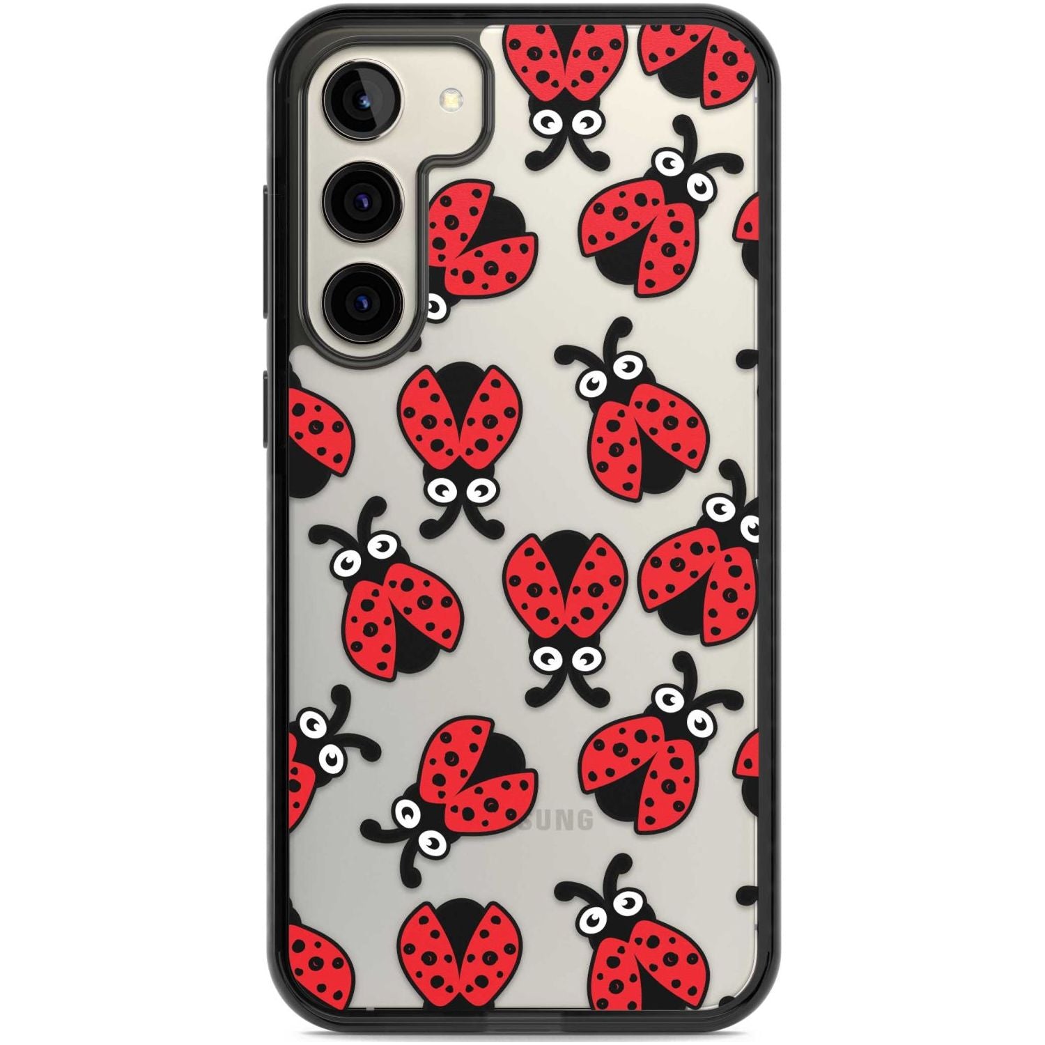 Ladybug Pattern Phone Case Samsung S22 Plus / Black Impact Case,Samsung S23 Plus / Black Impact Case Blanc Space