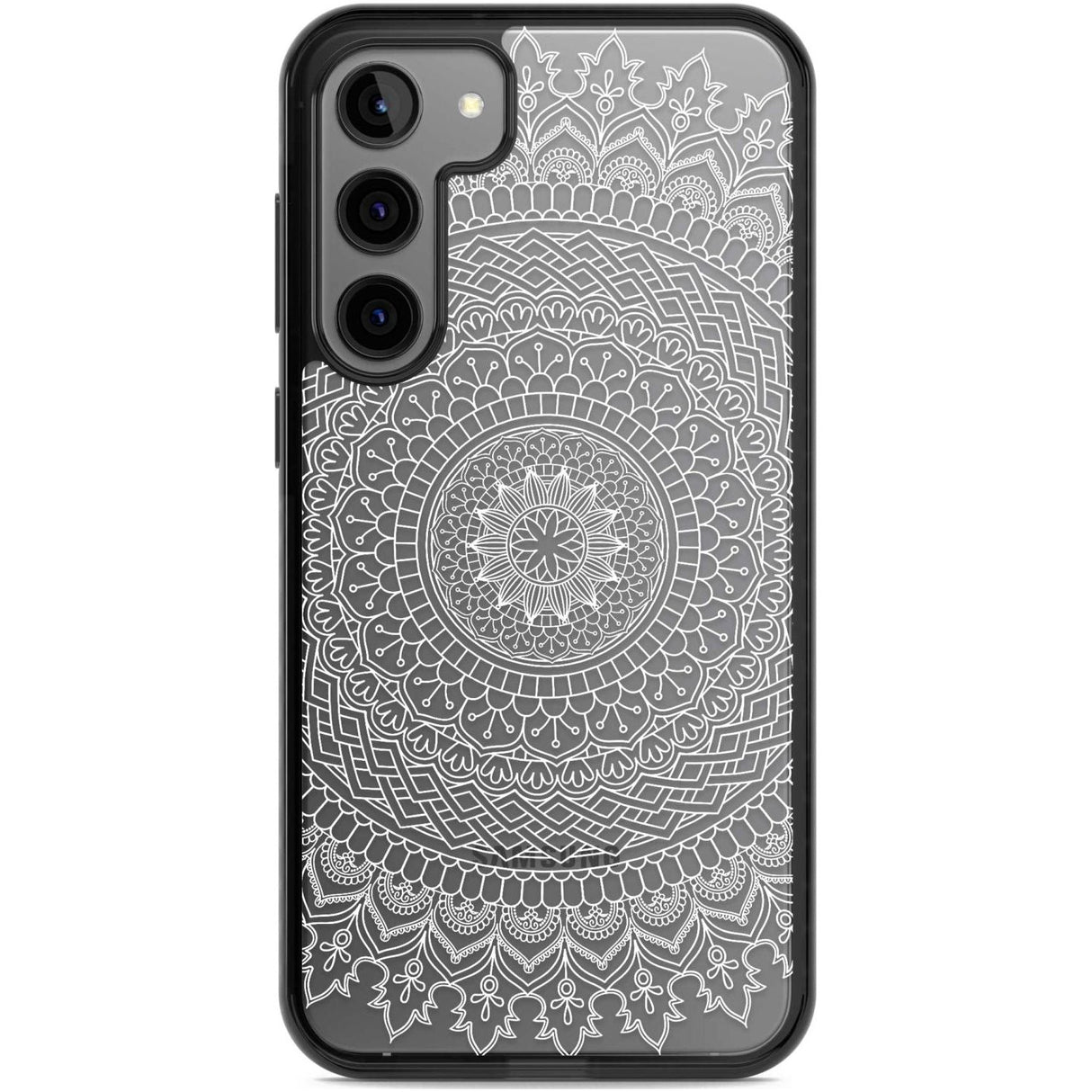 Large White Mandala Design Phone Case Samsung S22 Plus / Black Impact Case,Samsung S23 Plus / Black Impact Case Blanc Space