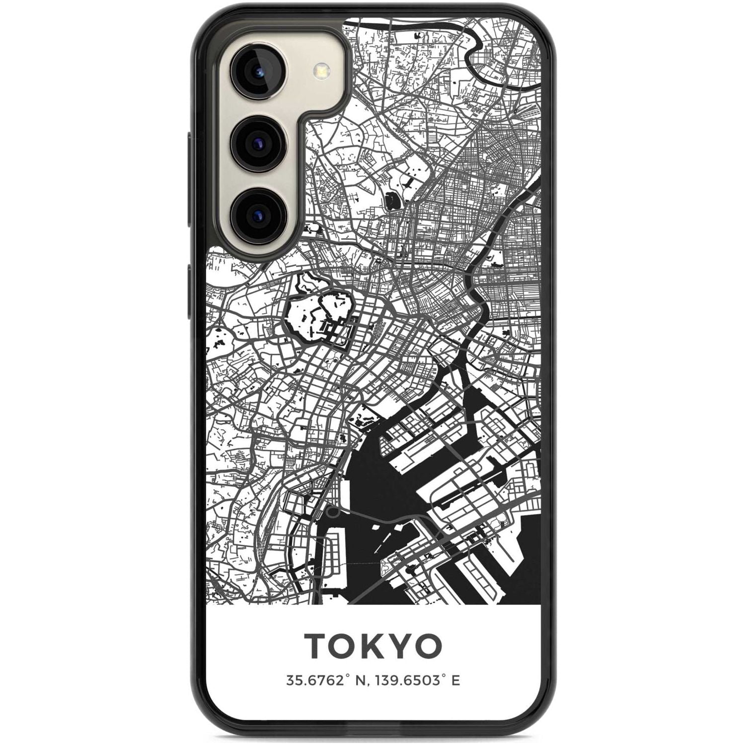 Map of Tokyo, Japan Phone Case Samsung S22 Plus / Black Impact Case,Samsung S23 Plus / Black Impact Case Blanc Space