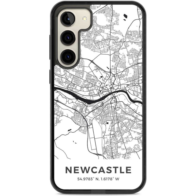 Map of Newcastle, England Phone Case Samsung S22 Plus / Black Impact Case,Samsung S23 Plus / Black Impact Case Blanc Space