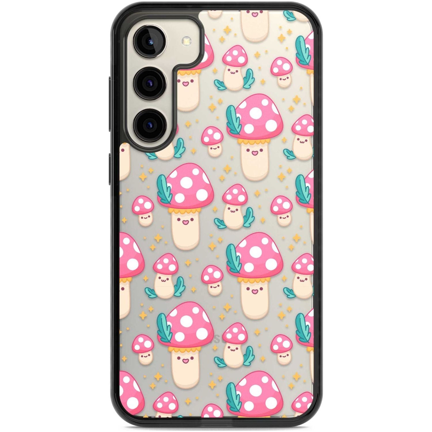 Cute Mushrooms Pattern Phone Case Samsung S22 Plus / Black Impact Case,Samsung S23 Plus / Black Impact Case Blanc Space