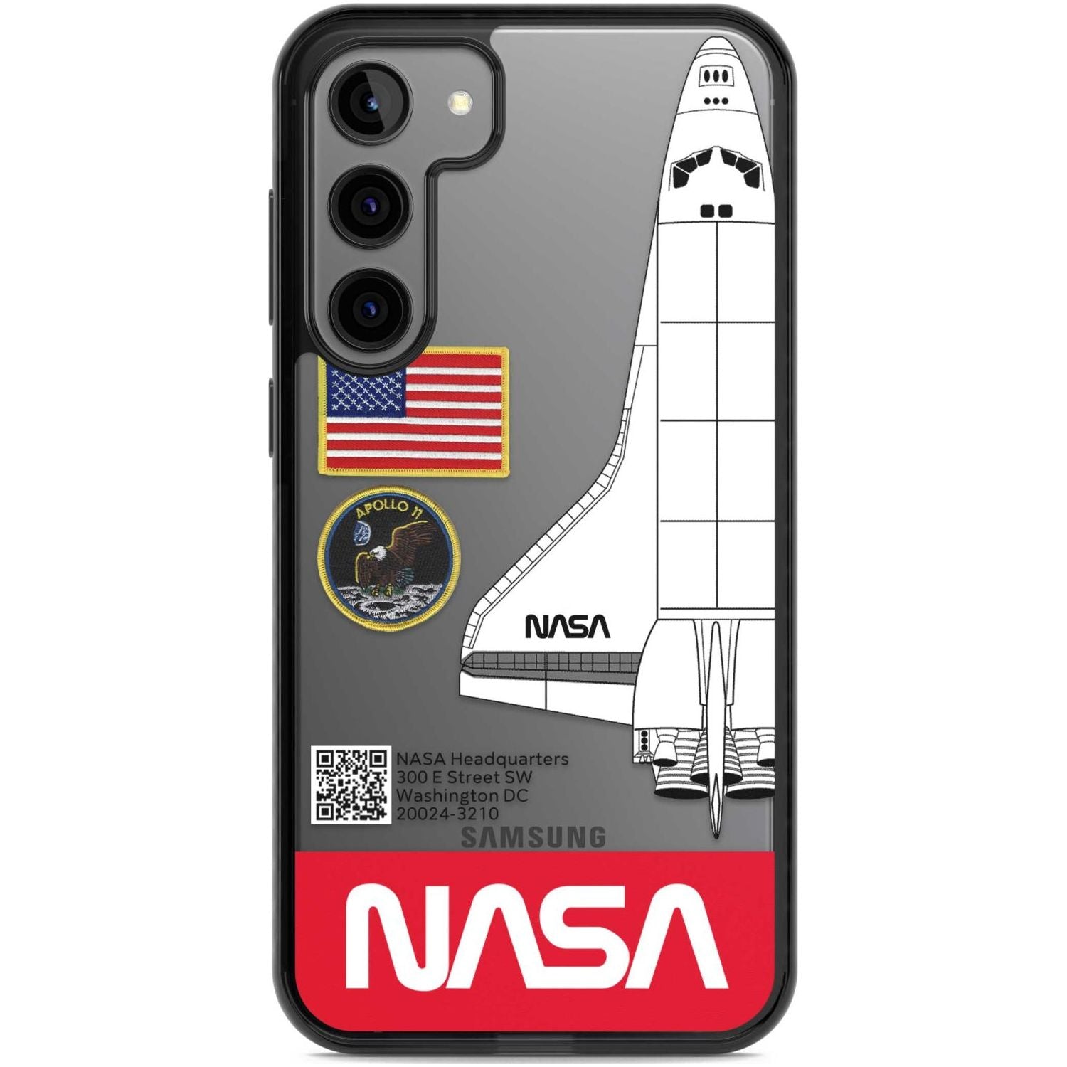 NASA Apollo 11 Phone Case Samsung S22 Plus / Black Impact Case,Samsung S23 Plus / Black Impact Case Blanc Space