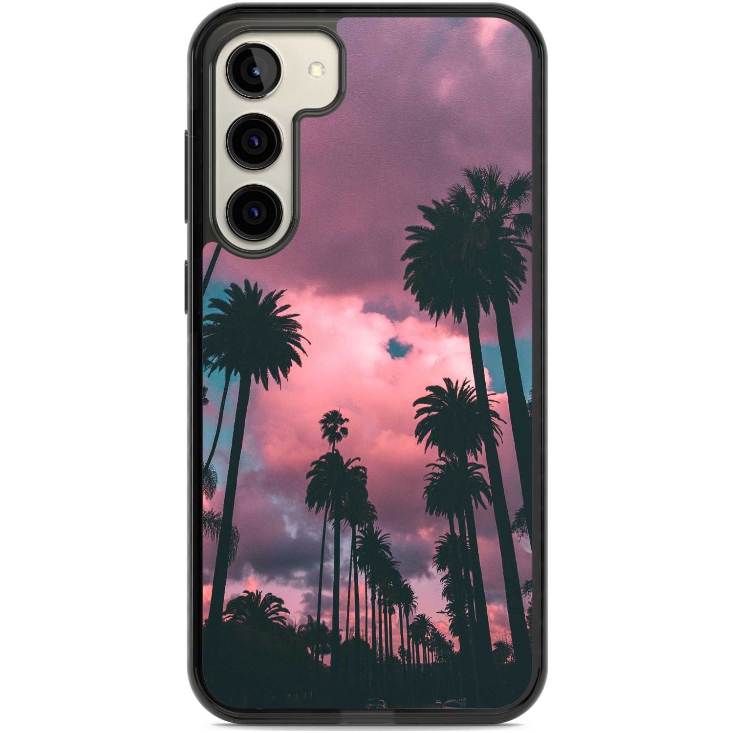 Palm Tree Sunset Photograph Phone Case Samsung S22 Plus / Black Impact Case,Samsung S23 Plus / Black Impact Case Blanc Space