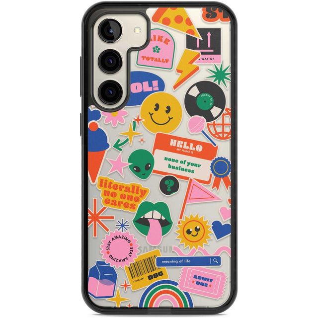 Nostalgic Stickers #1 Phone Case Samsung S22 Plus / Black Impact Case,Samsung S23 Plus / Black Impact Case Blanc Space