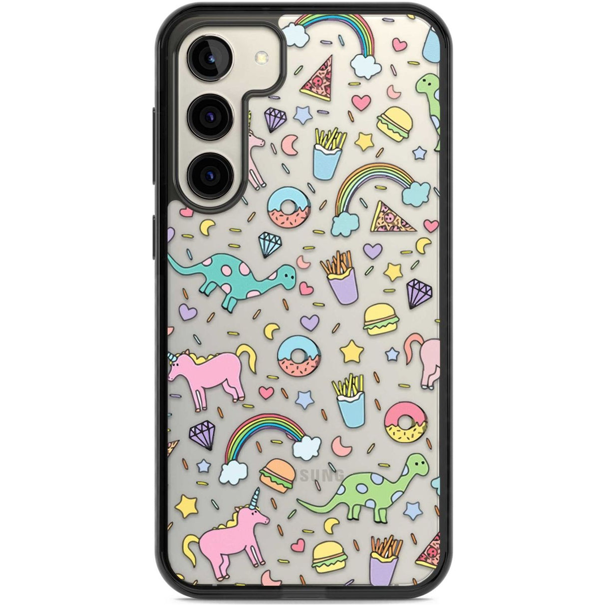 Cute Pattern Phone Case Samsung S22 Plus / Black Impact Case,Samsung S23 Plus / Black Impact Case Blanc Space