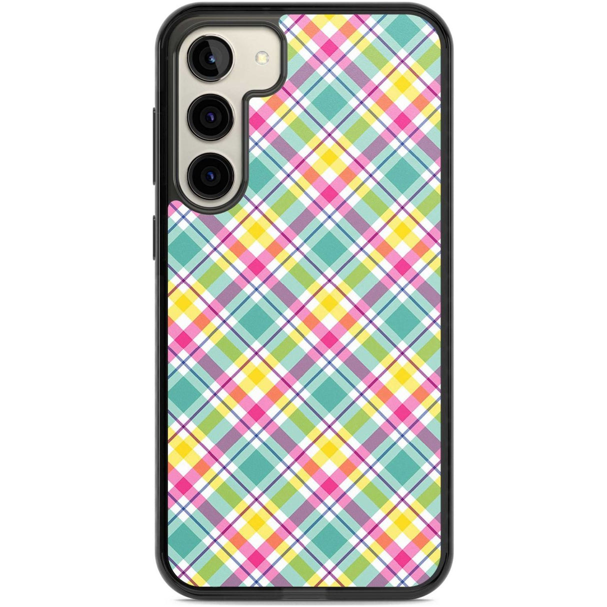 Crosshatch Plaid Phone Case Samsung S22 Plus / Black Impact Case,Samsung S23 Plus / Black Impact Case Blanc Space