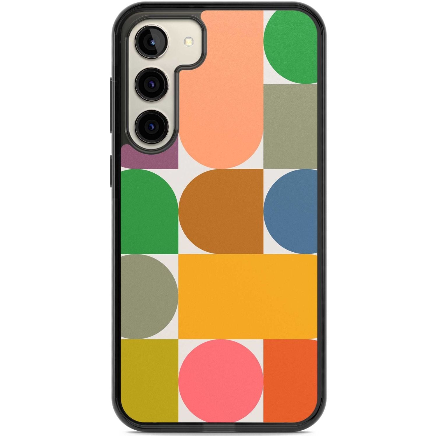 Abstract Retro Shapes: Rainbow Mix Phone Case Samsung S22 Plus / Black Impact Case,Samsung S23 Plus / Black Impact Case Blanc Space