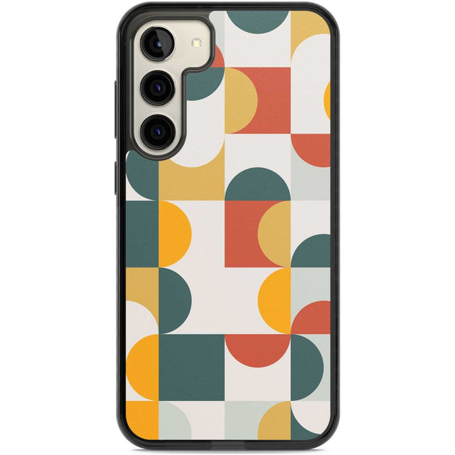 Abstract Retro Shapes: Muted Colour Mix Phone Case Samsung S22 Plus / Black Impact Case,Samsung S23 Plus / Black Impact Case Blanc Space