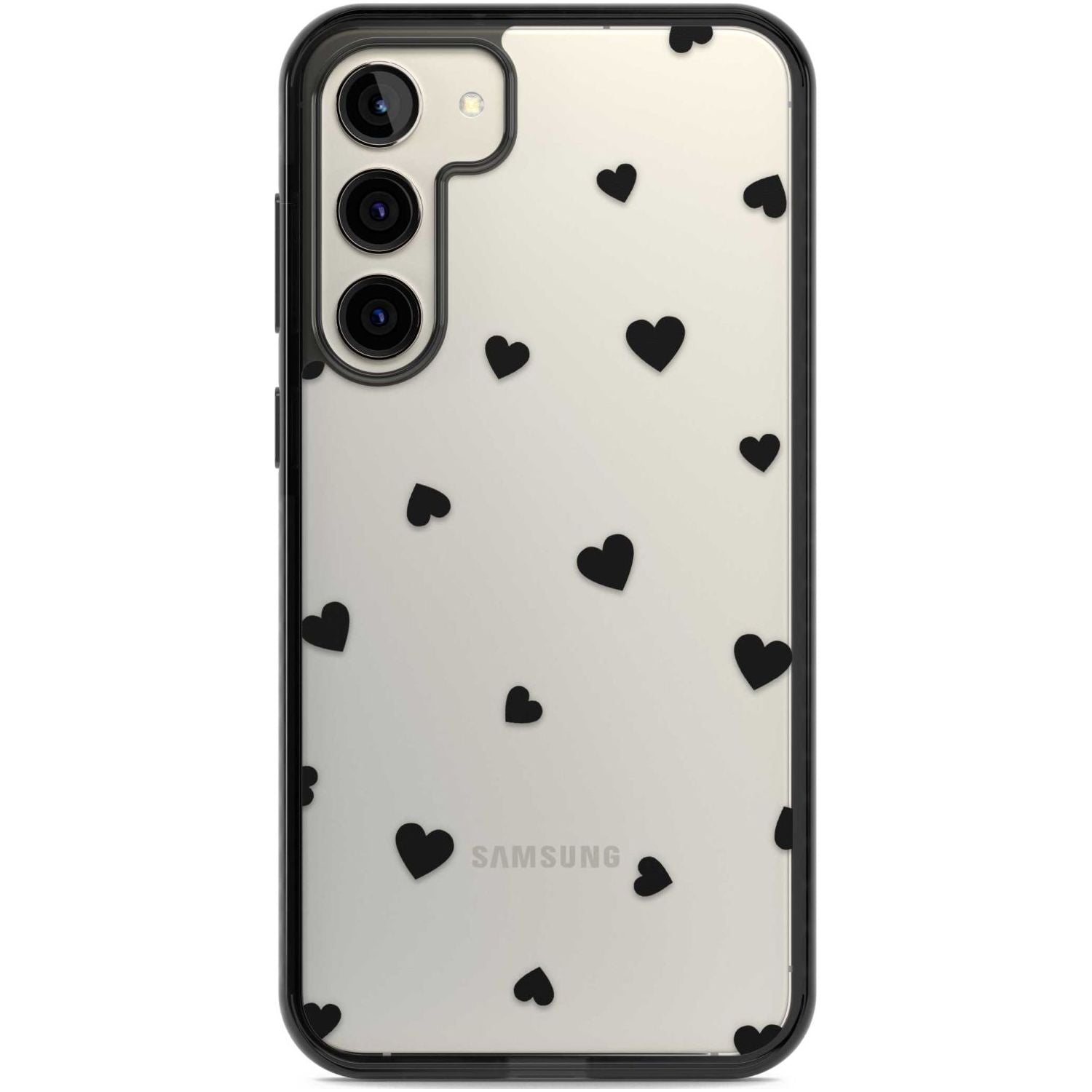 Black Hearts Pattern Phone Case Samsung S22 Plus / Black Impact Case,Samsung S23 Plus / Black Impact Case Blanc Space