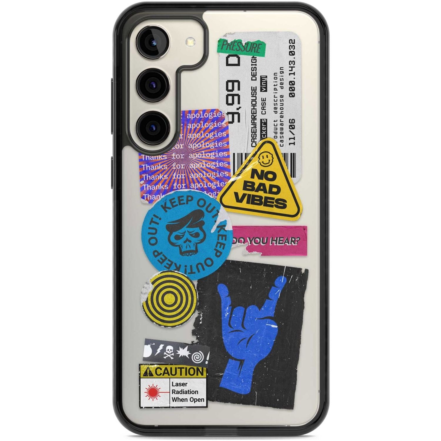 No Bad Vibes Sticker Mix Phone Case Samsung S22 Plus / Black Impact Case,Samsung S23 Plus / Black Impact Case Blanc Space