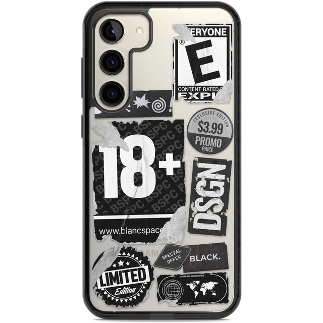 Black Sticker Mix Phone Case Samsung S22 Plus / Black Impact Case,Samsung S23 Plus / Black Impact Case Blanc Space