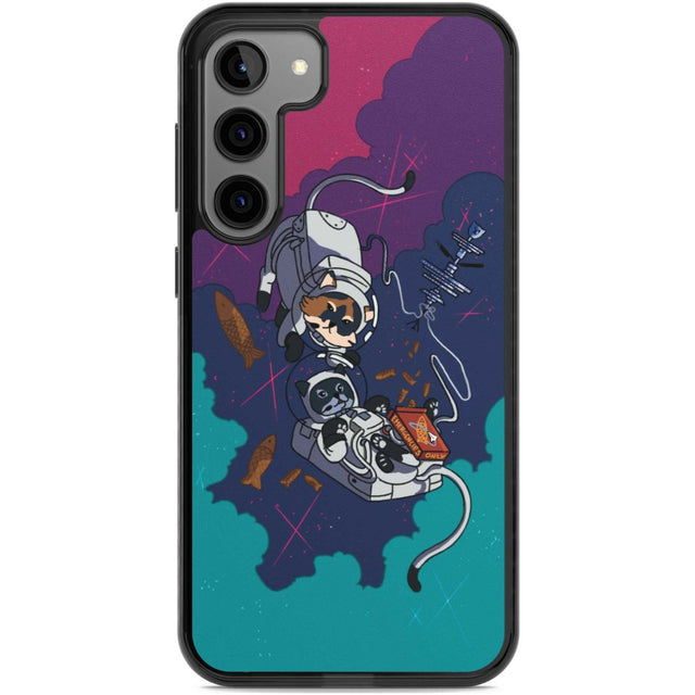 Cats In Space Phone Case Samsung S22 Plus / Black Impact Case,Samsung S23 Plus / Black Impact Case Blanc Space
