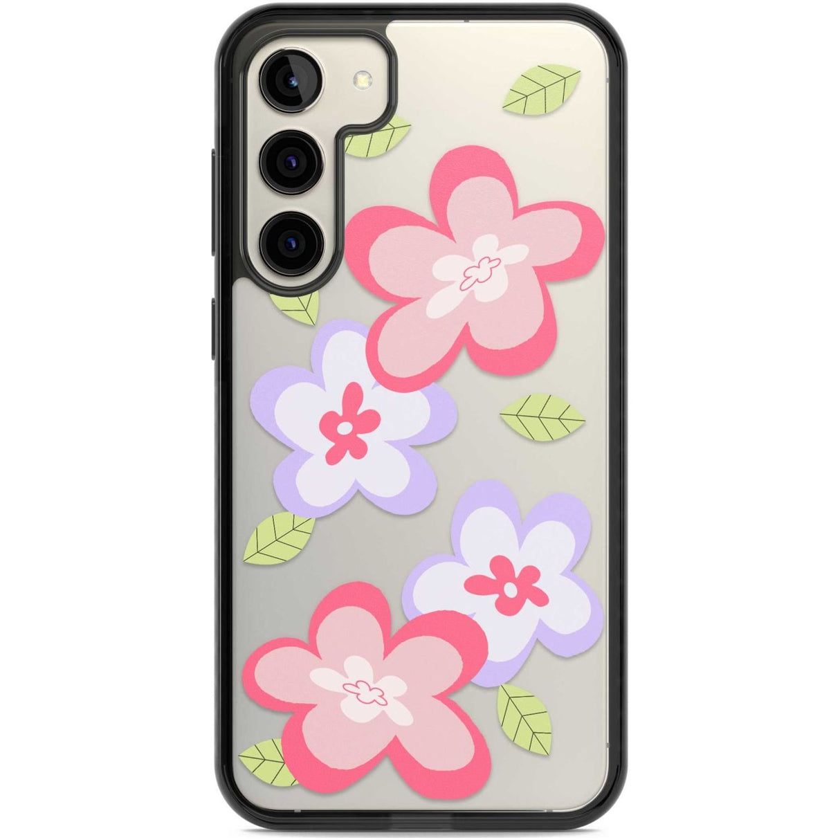 Funky Flowers Phone Case Samsung S22 Plus / Black Impact Case,Samsung S23 Plus / Black Impact Case Blanc Space