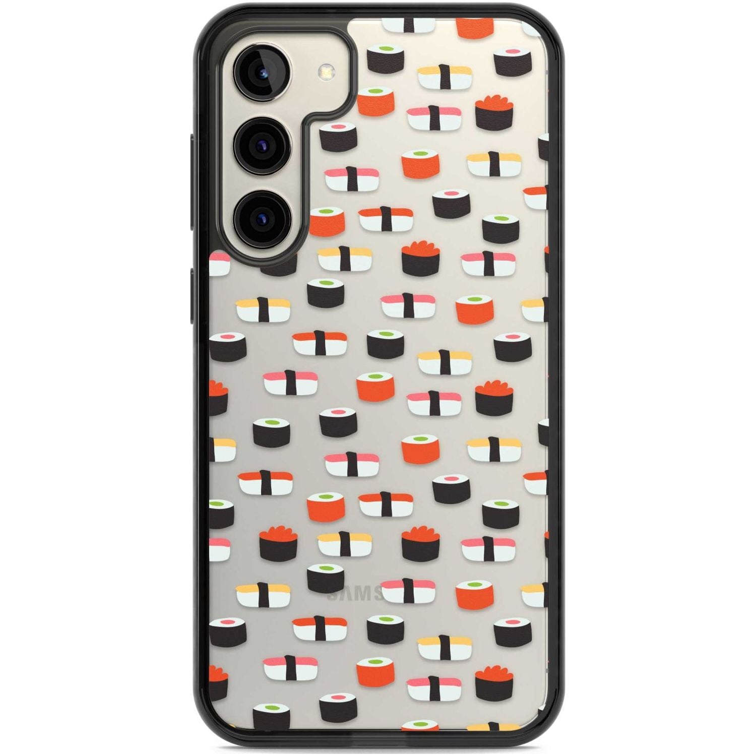 Minimalist Sushi Pattern Phone Case Samsung S22 Plus / Black Impact Case,Samsung S23 Plus / Black Impact Case Blanc Space