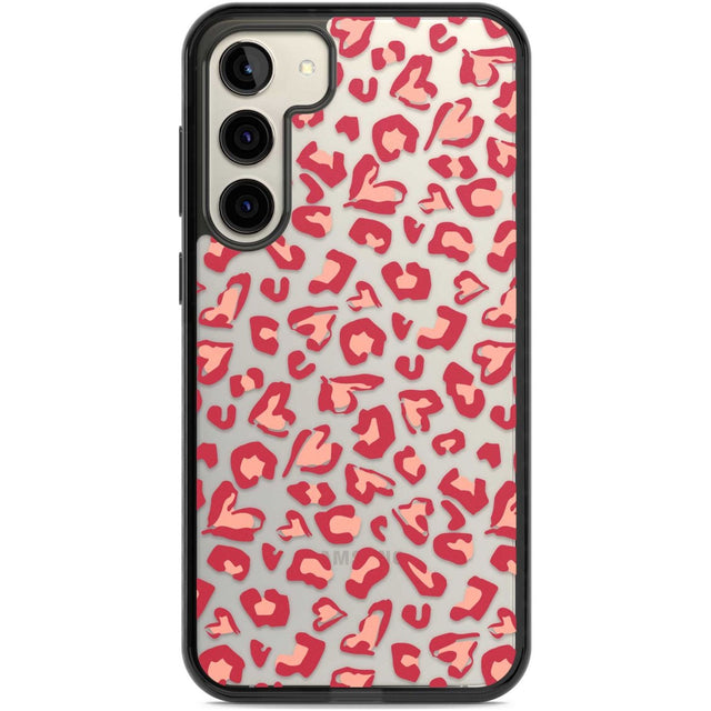 Heart Leopard Print Phone Case Samsung S22 Plus / Black Impact Case,Samsung S23 Plus / Black Impact Case Blanc Space