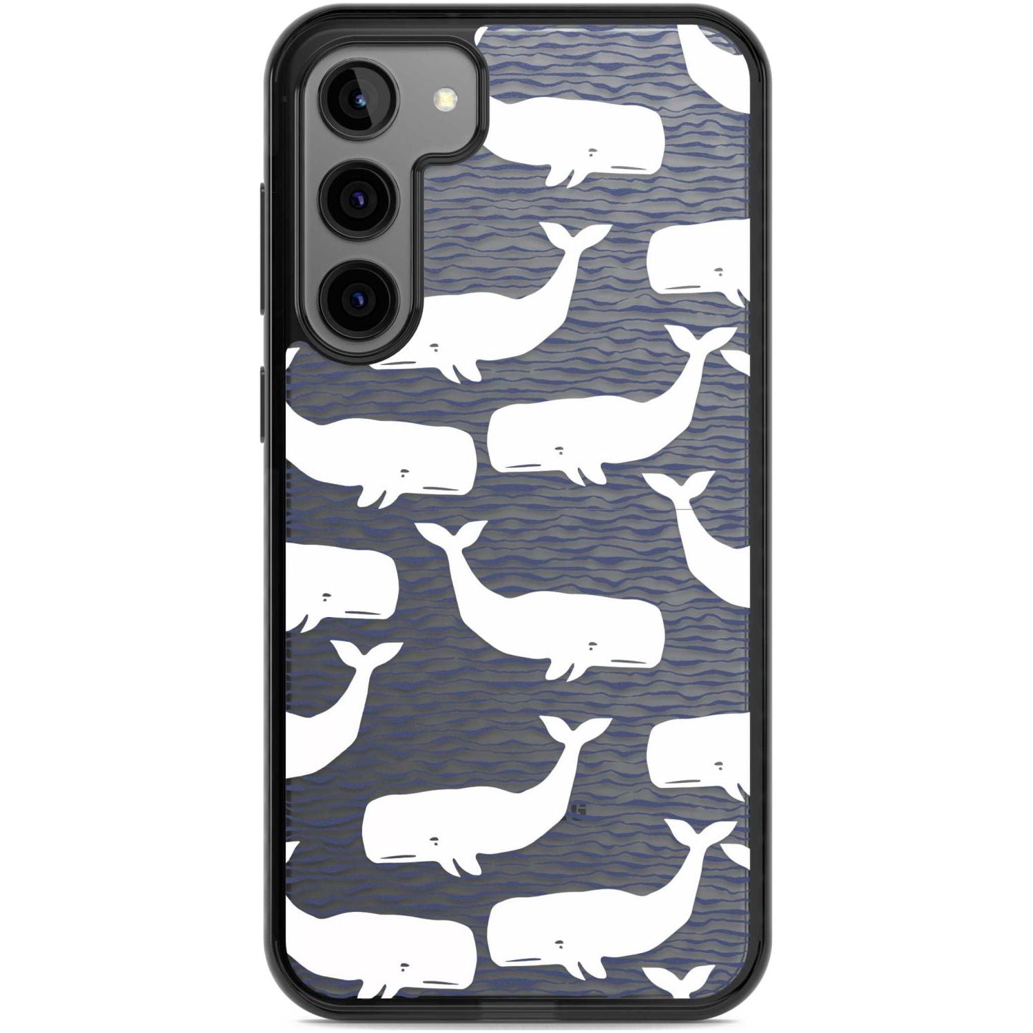 Cute Whales (Transparent) Phone Case Samsung S22 Plus / Black Impact Case,Samsung S23 Plus / Black Impact Case Blanc Space