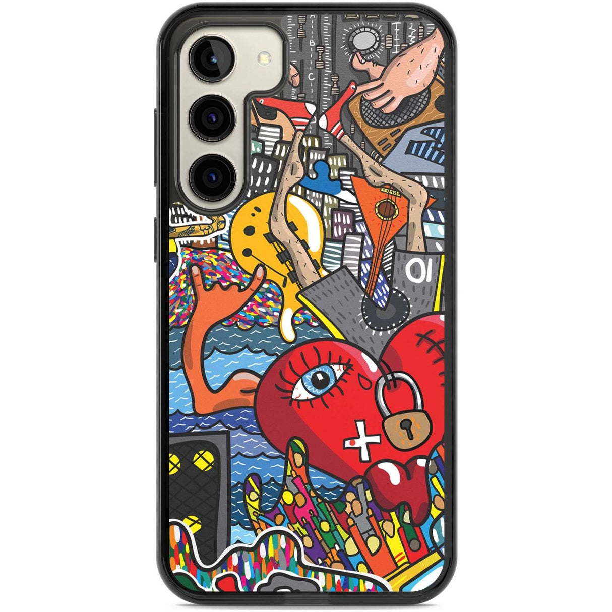 Crowd Tsunami Phone Case Samsung S22 Plus / Black Impact Case,Samsung S23 Plus / Black Impact Case Blanc Space