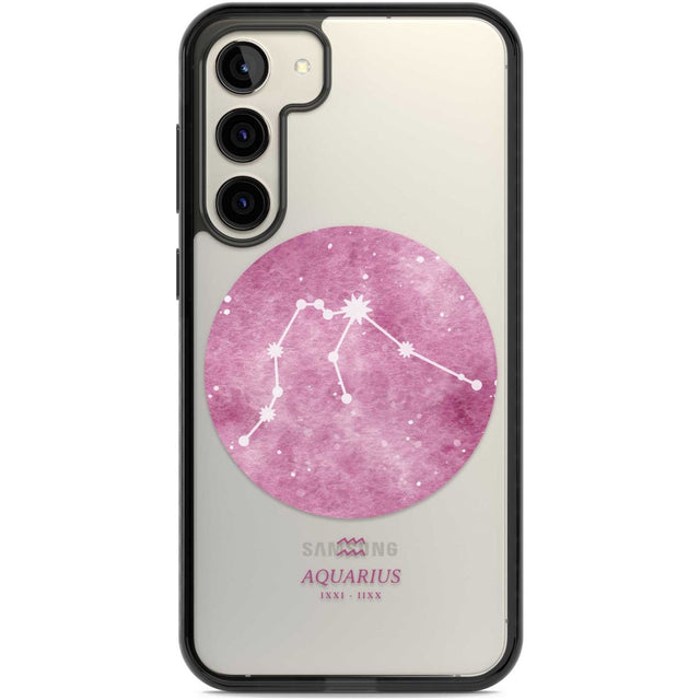 Aquarius Zodiac Transparent Design - Pink Phone Case Samsung S22 Plus / Black Impact Case,Samsung S23 Plus / Black Impact Case Blanc Space
