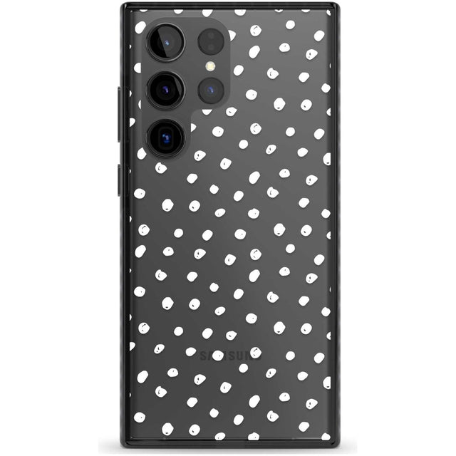 Messy White Dot Pattern Phone Case Samsung S22 Ultra / Black Impact Case,Samsung S23 Ultra / Black Impact Case Blanc Space