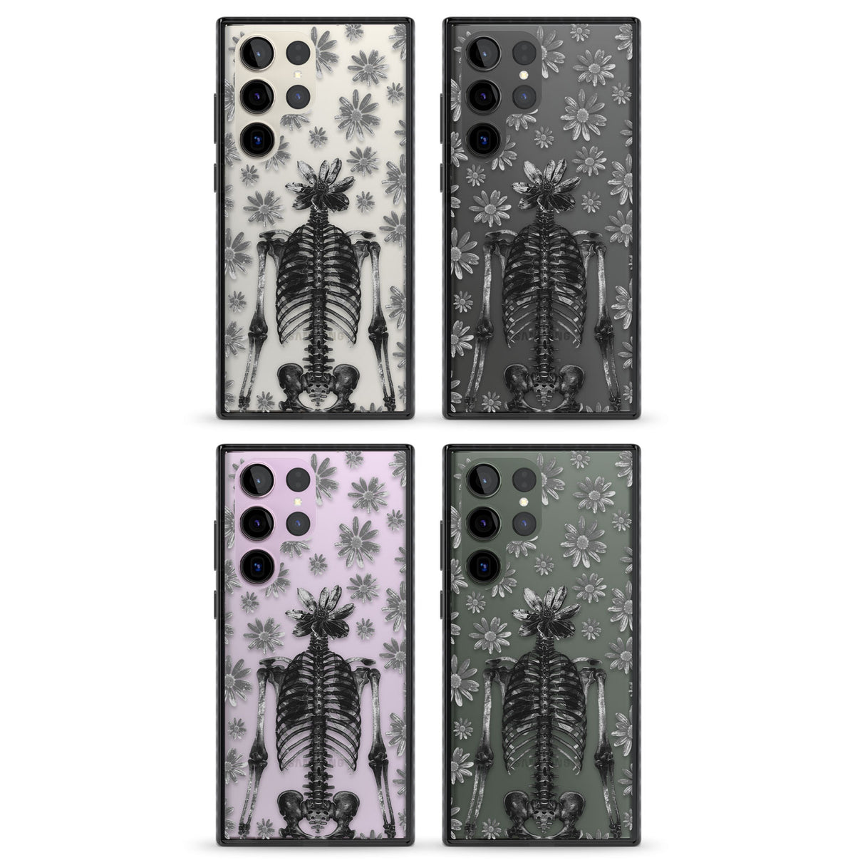 Skeleton Flower Impact Phone Case for Samsung Galaxy S24 Ultra , Samsung Galaxy S23 Ultra, Samsung Galaxy S22 Ultra