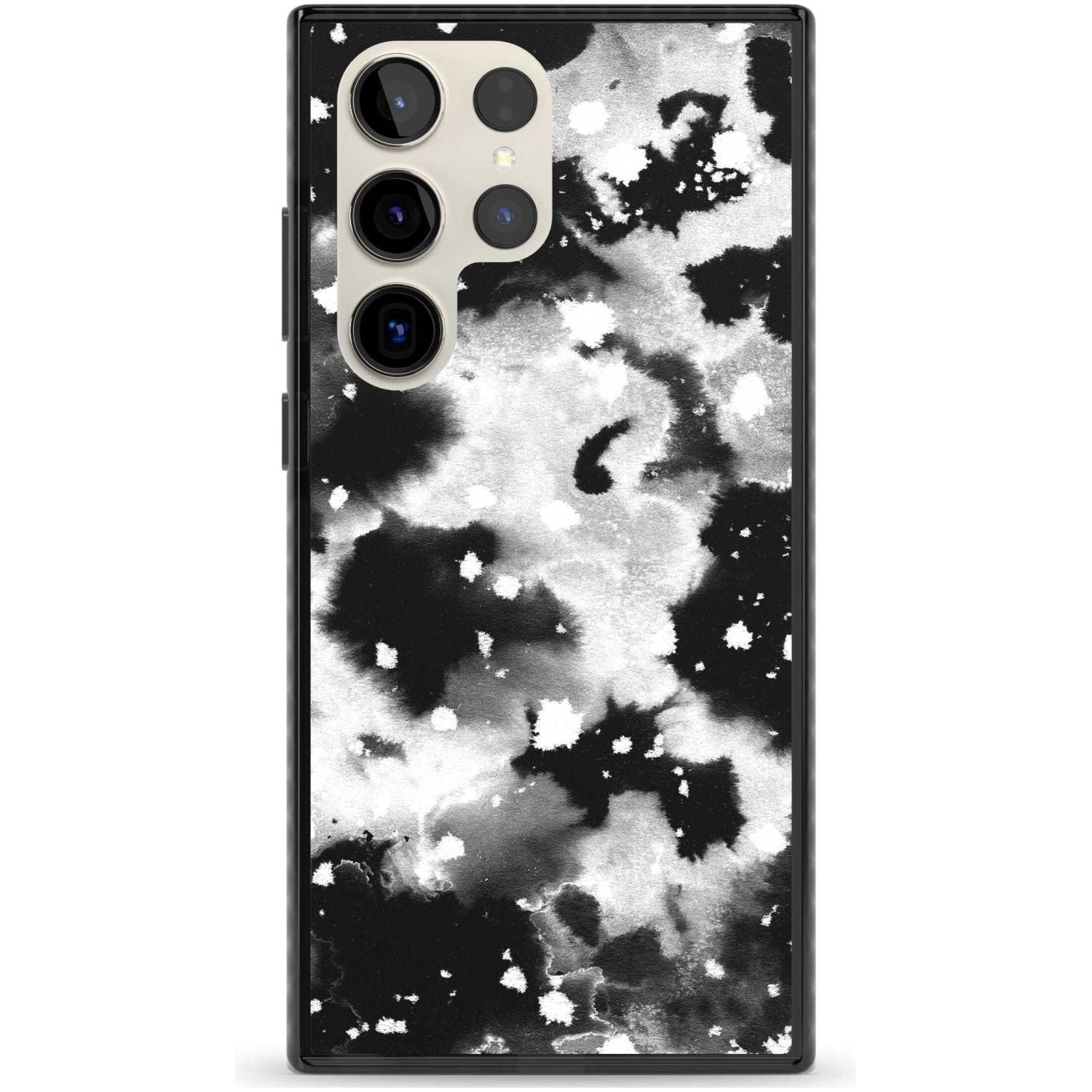 Black & White Acid Wash Tie-Dye Pattern Phone Case Samsung S22 Ultra / Black Impact Case,Samsung S23 Ultra / Black Impact Case Blanc Space
