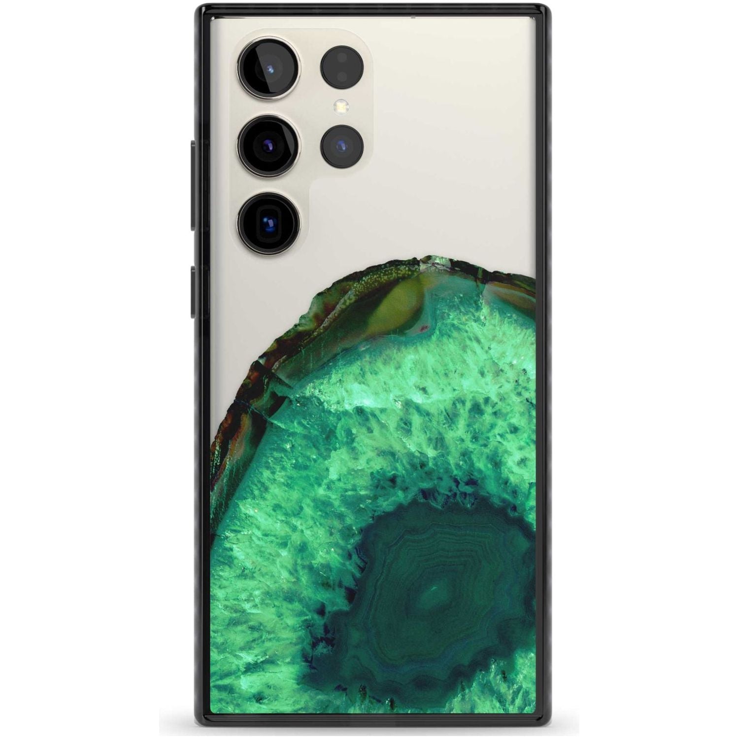 Emerald Green Gemstone Crystal Clear Design Phone Case Samsung S22 Ultra / Black Impact Case,Samsung S23 Ultra / Black Impact Case Blanc Space