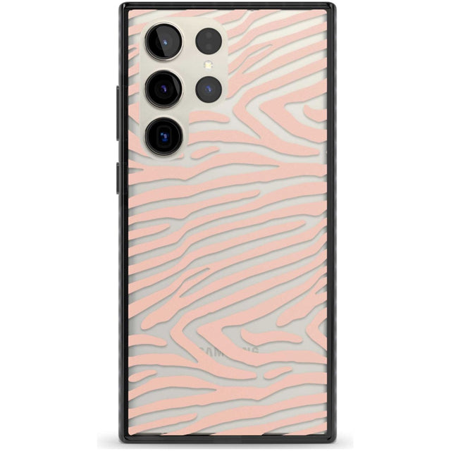 Horizontal Zebra Stripes Transparent Animal Print Phone Case Samsung S22 Ultra / Black Impact Case,Samsung S23 Ultra / Black Impact Case Blanc Space