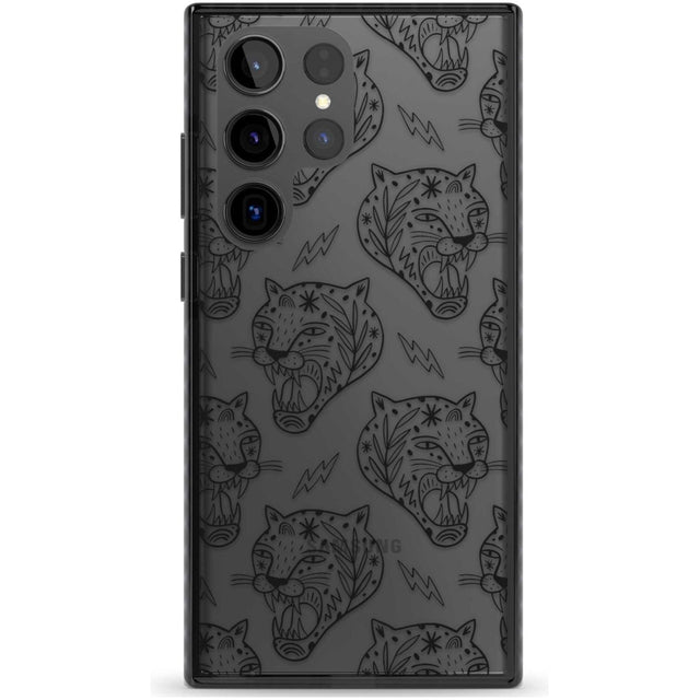 Black Tiger Roar Pattern Phone Case Samsung S22 Ultra / Black Impact Case,Samsung S23 Ultra / Black Impact Case Blanc Space