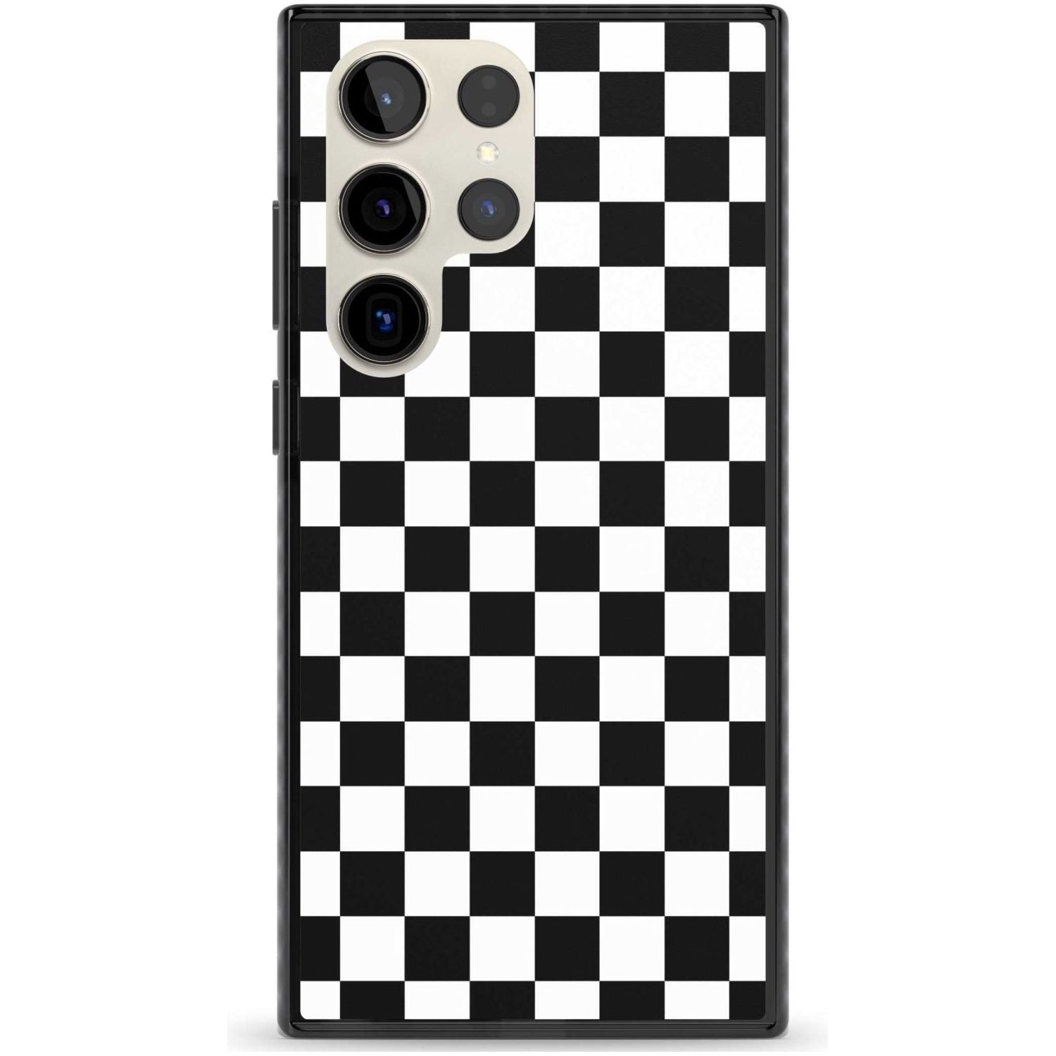 Black Checkered Phone Case Samsung S22 Ultra / Black Impact Case,Samsung S23 Ultra / Black Impact Case Blanc Space